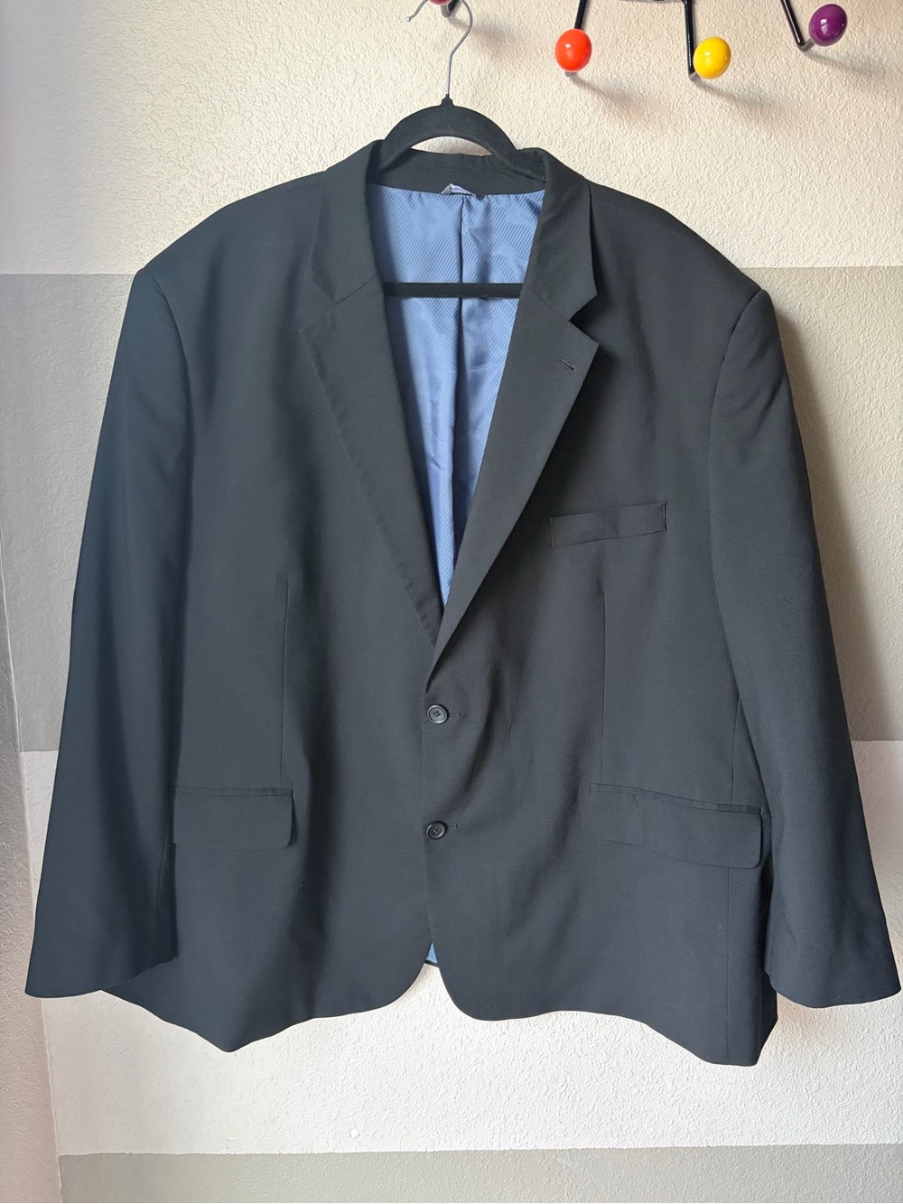 GS Perfect Fit DXL Men’s 54PR Portly Regular Suit Jacket Black Two Button Lined